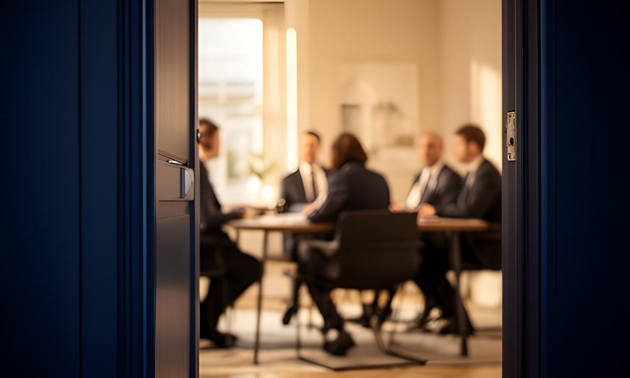 Solicitors at a Jamestown Road office in Dublin, with warm window light and a calm meeting room behind them